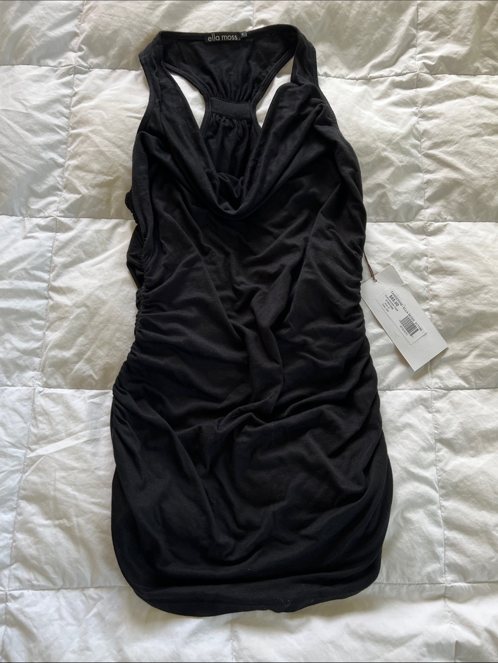 NWT Ella Moss Black Racerback Ruched Tank Dress